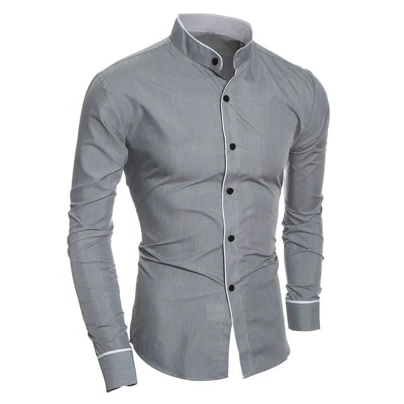 Men's Simple Casual Slim Fit Long Sleeve Shirt