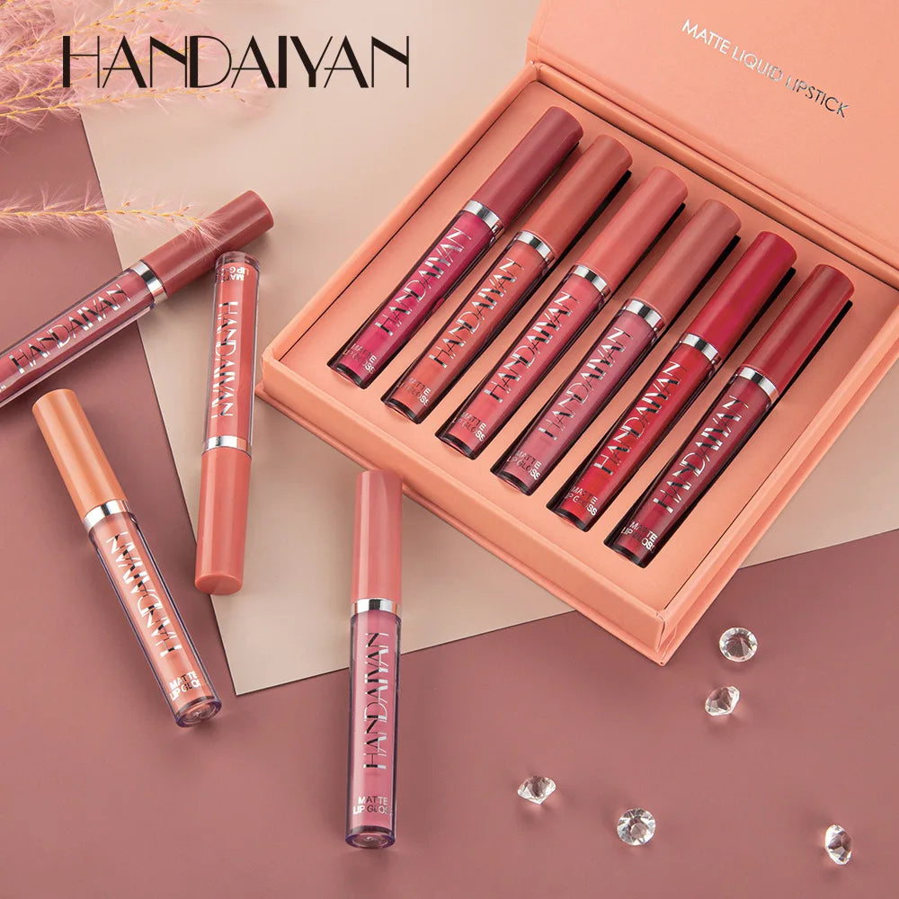 6-Piece Matte Waterproof Lip Gloss Set Suitable For Outdoor Gatherings