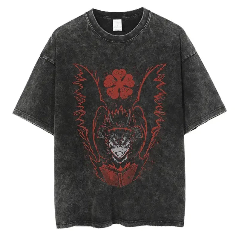 Black Clover Washed T shirt 100% Cotton