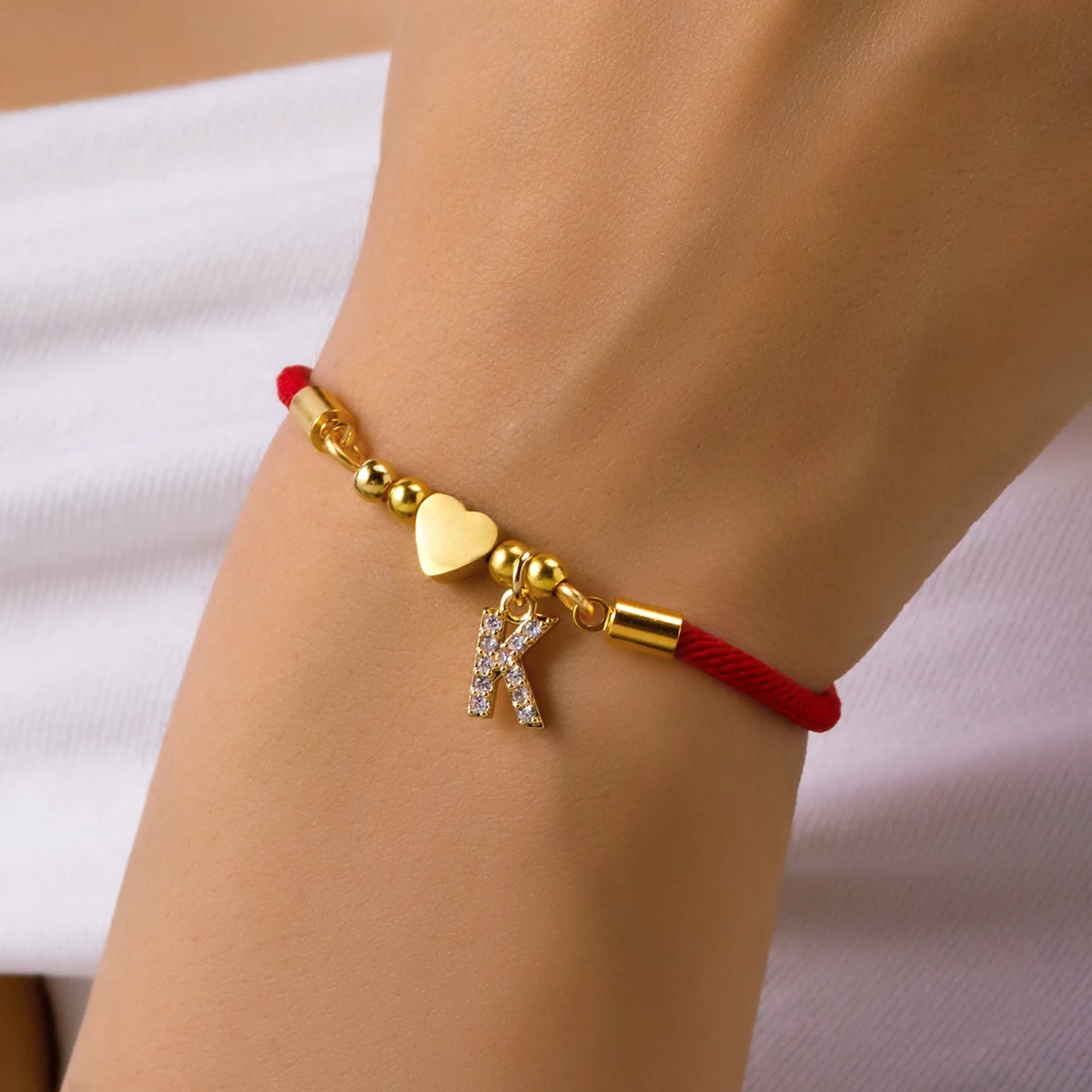 New Stainless Steel Gold Color Heart A-Z Initial Letter Bracelet