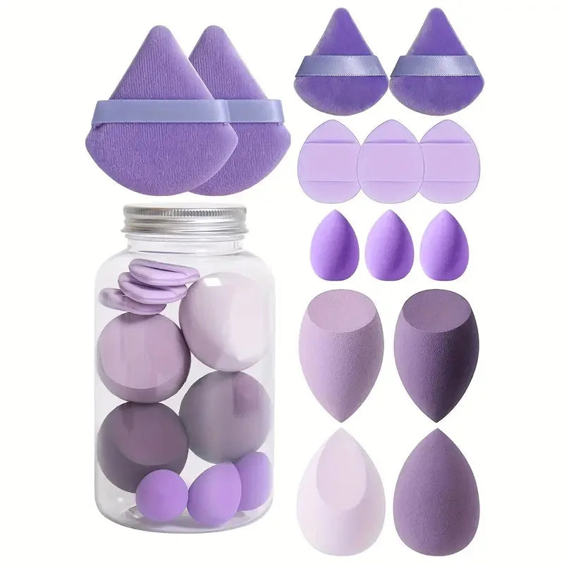 14Pcs/Set Makeup Sponge Set with Storage Jar Velvet Beauty Blenders Makeup Sponge Finger Puff Foundation Cosmetic Puffs