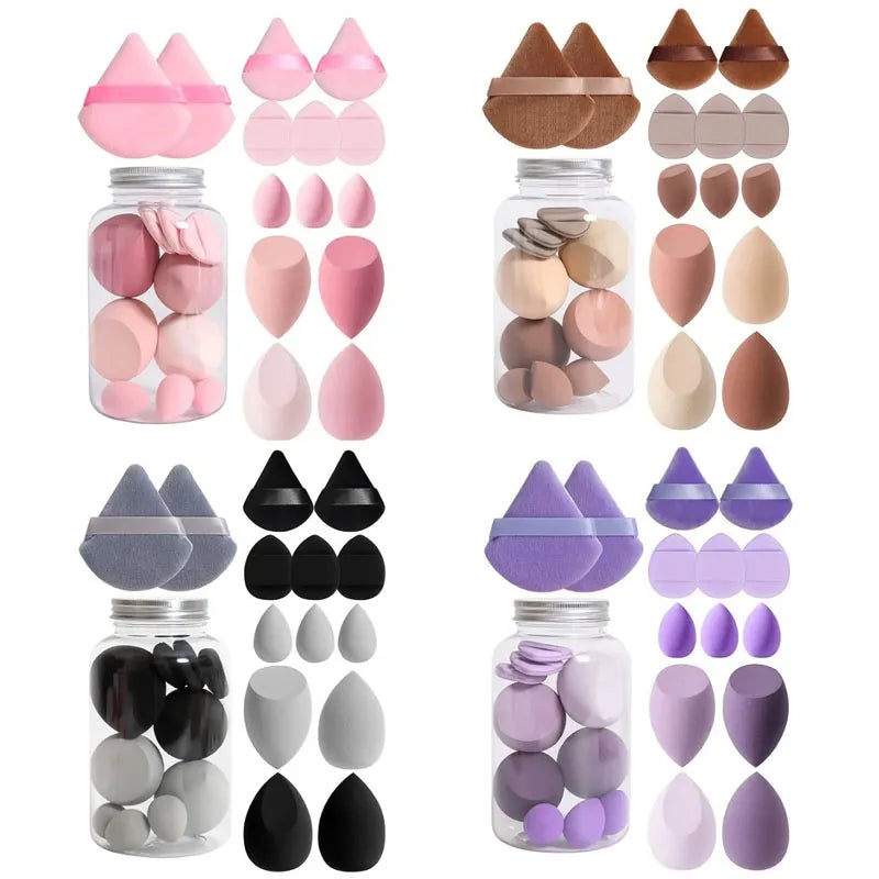 14Pcs/Set Makeup Sponge Set with Storage Jar Velvet Beauty Blenders Makeup Sponge Finger Puff Foundation Cosmetic Puffs