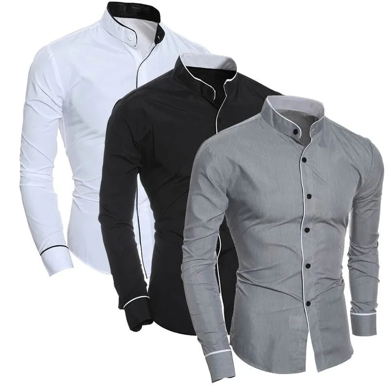 Men's Simple Casual Slim Fit Long Sleeve Shirt