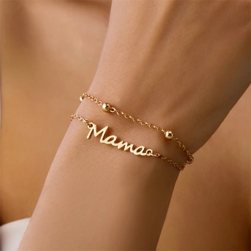 Simple Letter Mama Charm Bracelet for Women gift