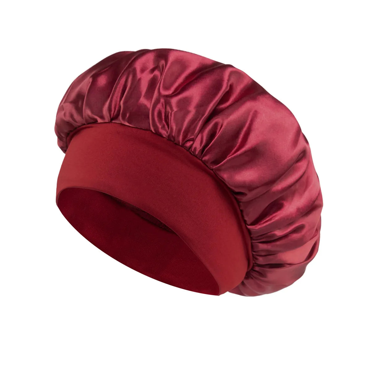 Women's Satin Solid Bonnets Wide-brimmed Night Sleeping Bathing Hat Unisex