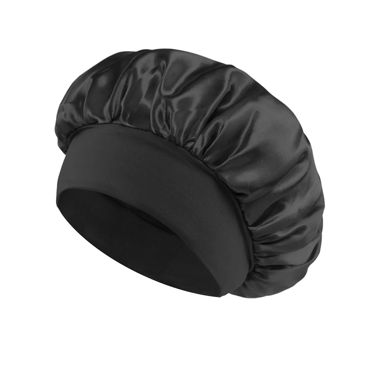 Women's Satin Solid Bonnets Wide-brimmed Night Sleeping Bathing Hat Unisex