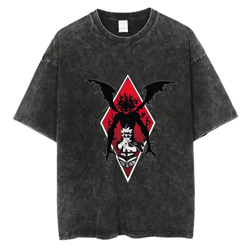 Black Clover Washed T shirt 100% Cotton