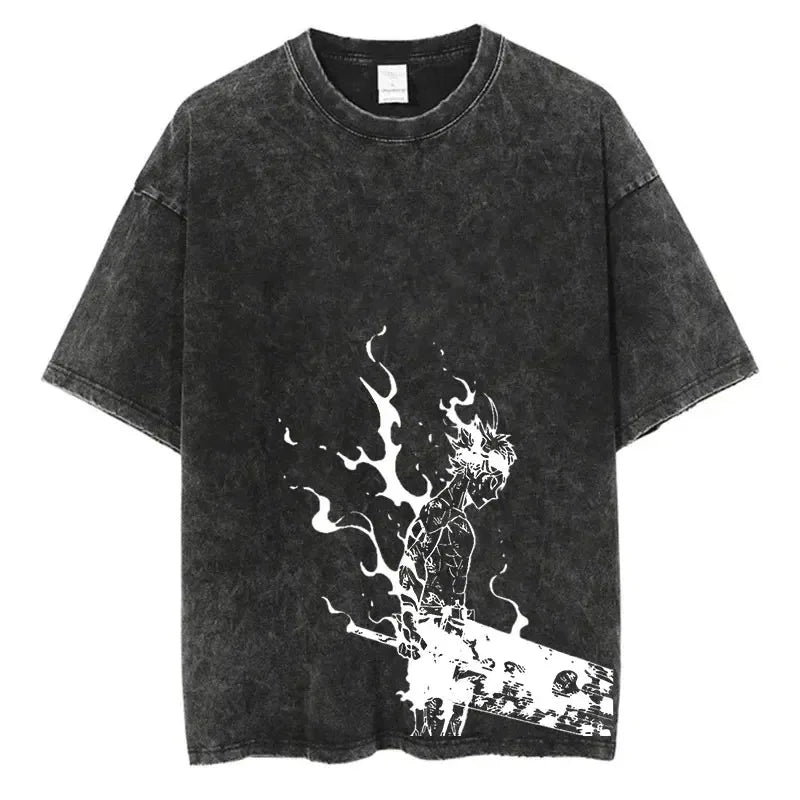 Black Clover Washed T shirt 100% Cotton