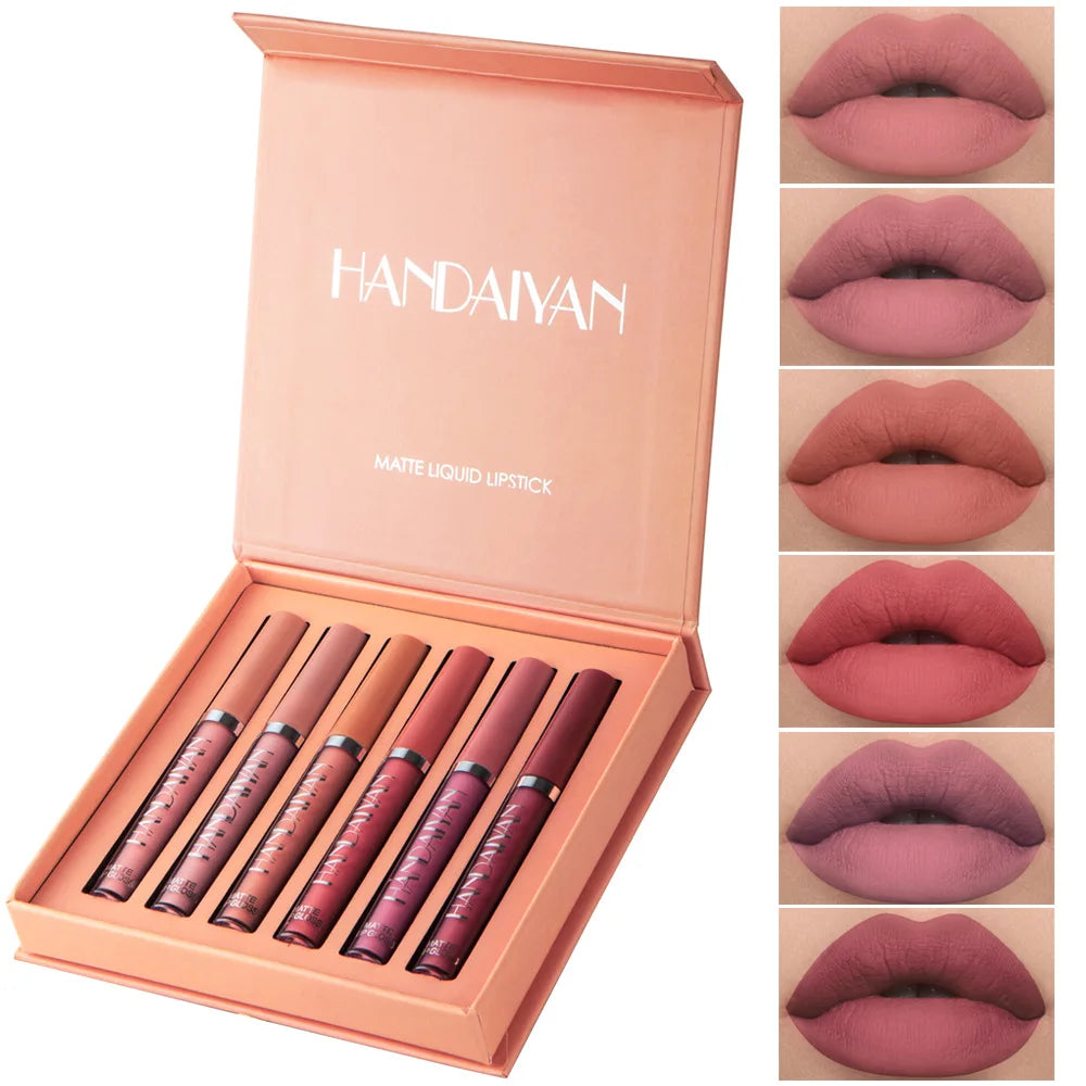 6-Piece Matte Waterproof Lip Gloss Set Suitable For Outdoor Gatherings