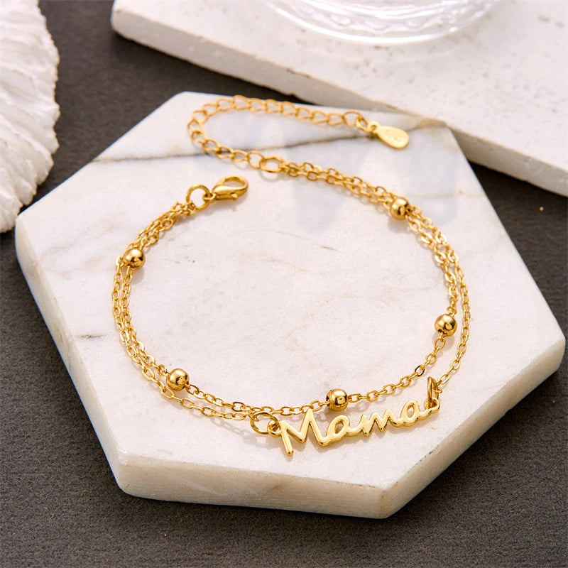 Simple Letter Mama Charm Bracelet for Women gift