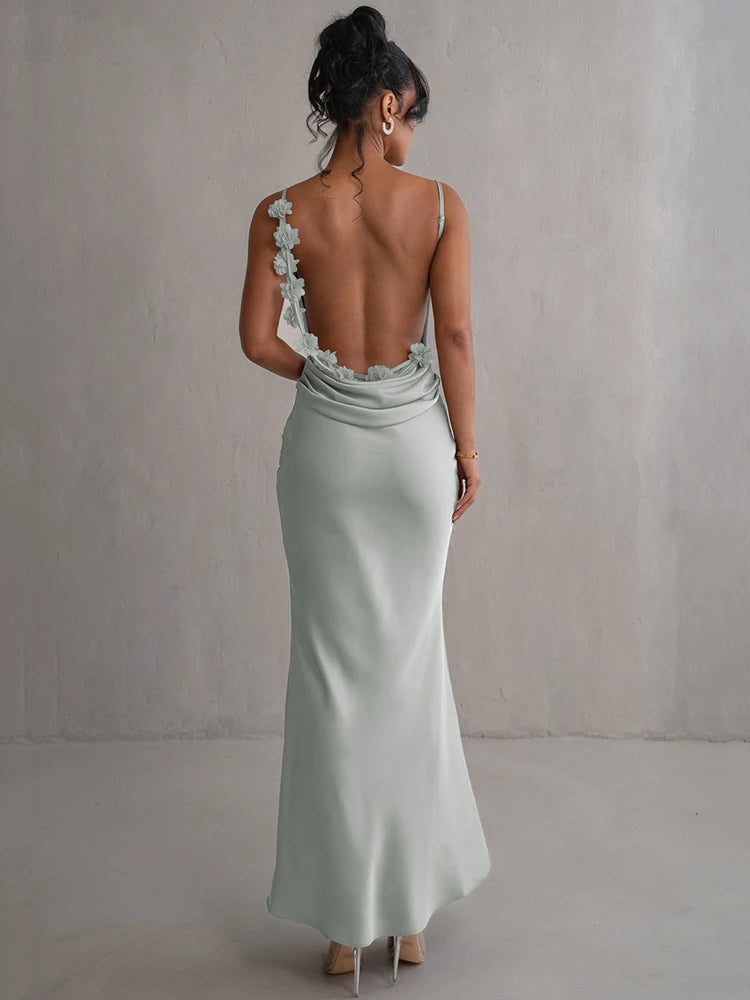 Backless Maxi Long Dress For Women Fashion Spaghetti Strap Sleeveless