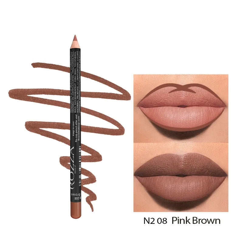 14 Color Nude Matte Lipstick Pencil Long-lasting Waterproof Lip Pencil High Pigmented Lip Liner Lip Makeup