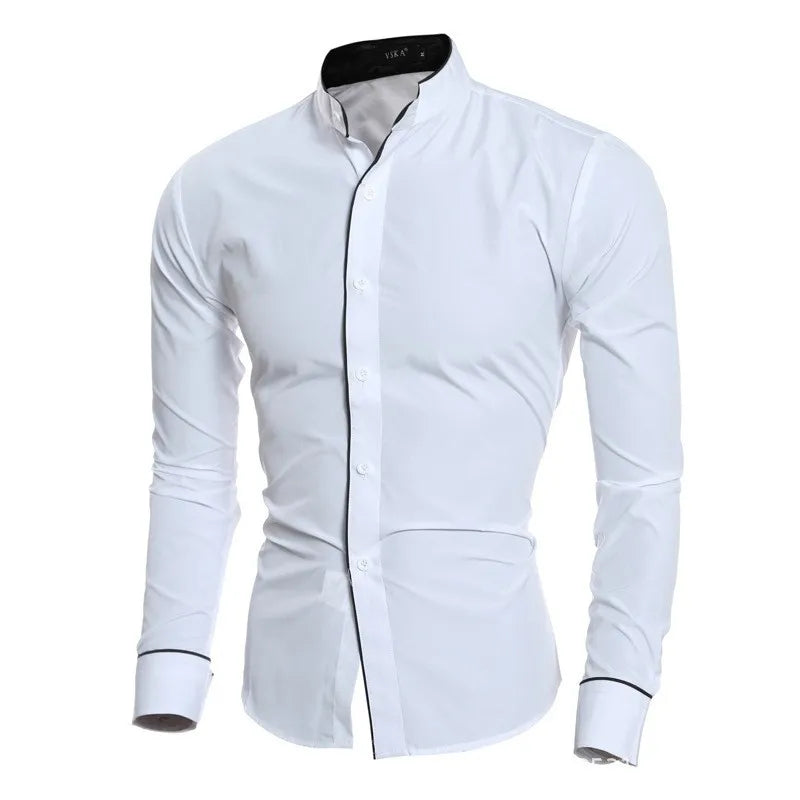 Men's Simple Casual Slim Fit Long Sleeve Shirt