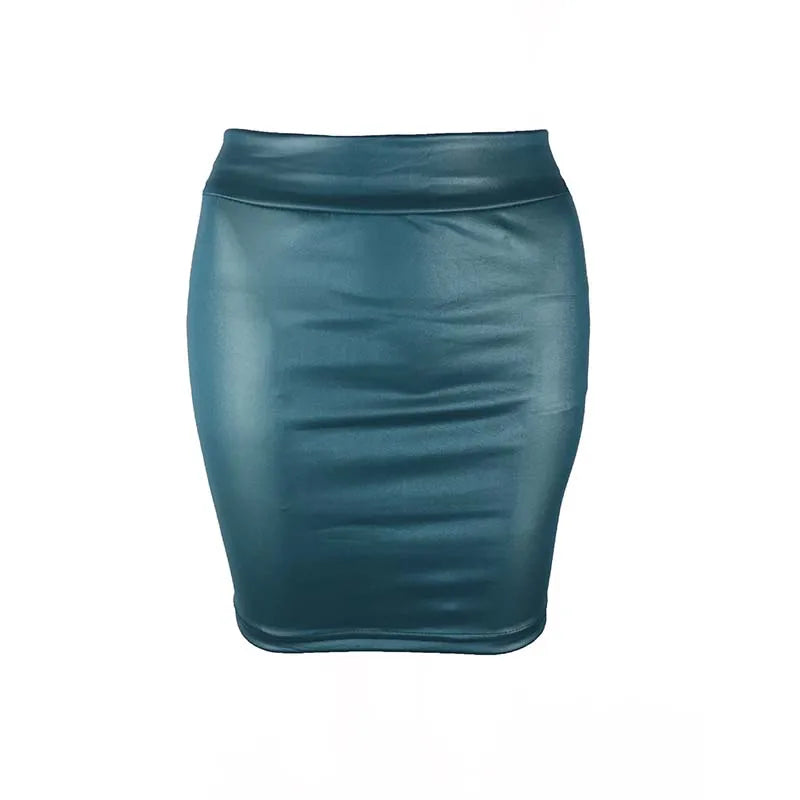 Slim Imitation Leather Pencil Mini Skirt High Waist