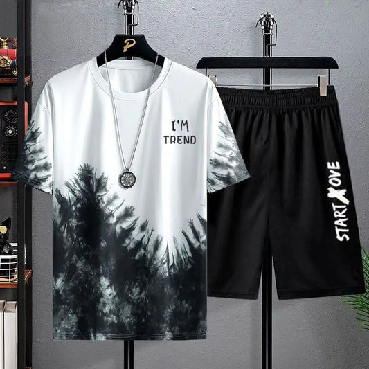 Men's Sets Casual Short Sleeve Printed Sports T-shirt+Shorts