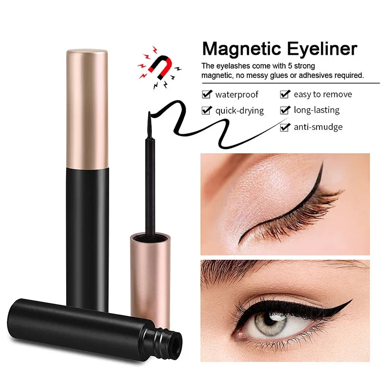 Black Magnetic Eyeliner Glue False Eyelash Extension Magic Self-adhesive Liquid Eyeliner Eye Makeup No Blooming Cosmetics