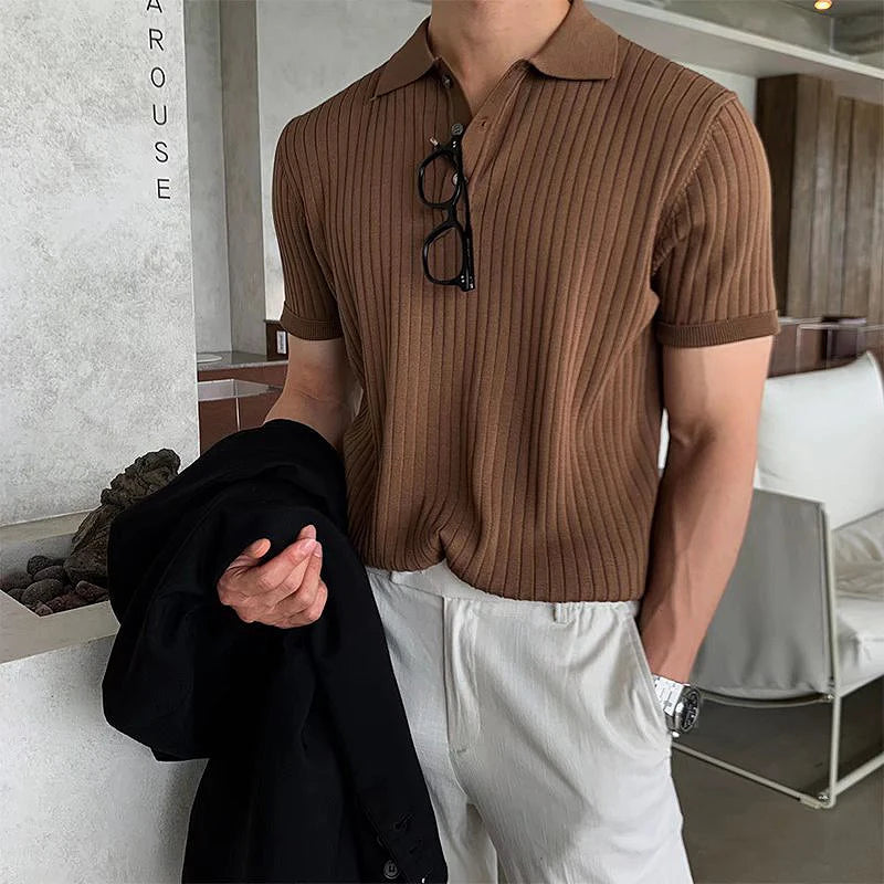 Men's Clothing Polo Shirt Solid Color Short Sleeve Fashion Light Luxury