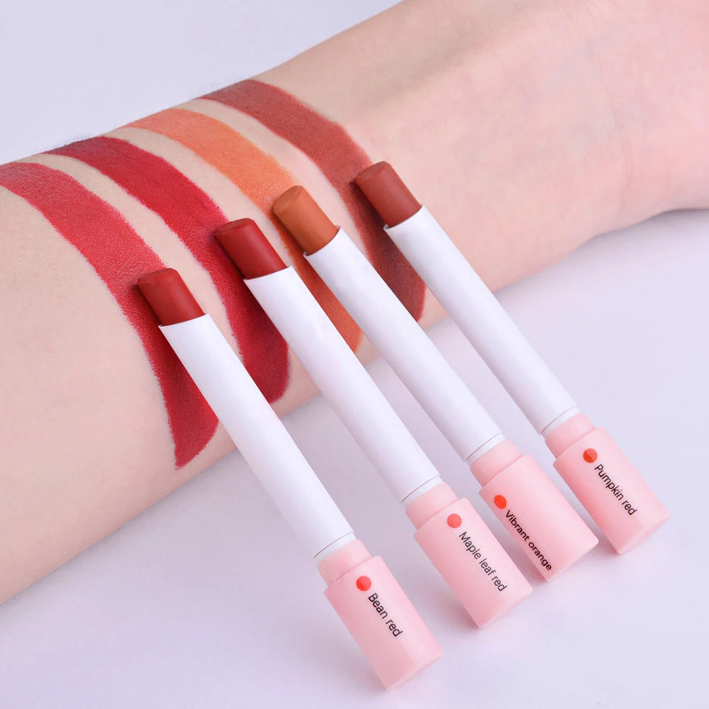 4 pcs/set Cigarette Lipstick Set Long Lasting Lip Glaze Matte Lip Gloss Waterproof Lip Stick Tube Nude Lip Tint Makeup Cosmetics