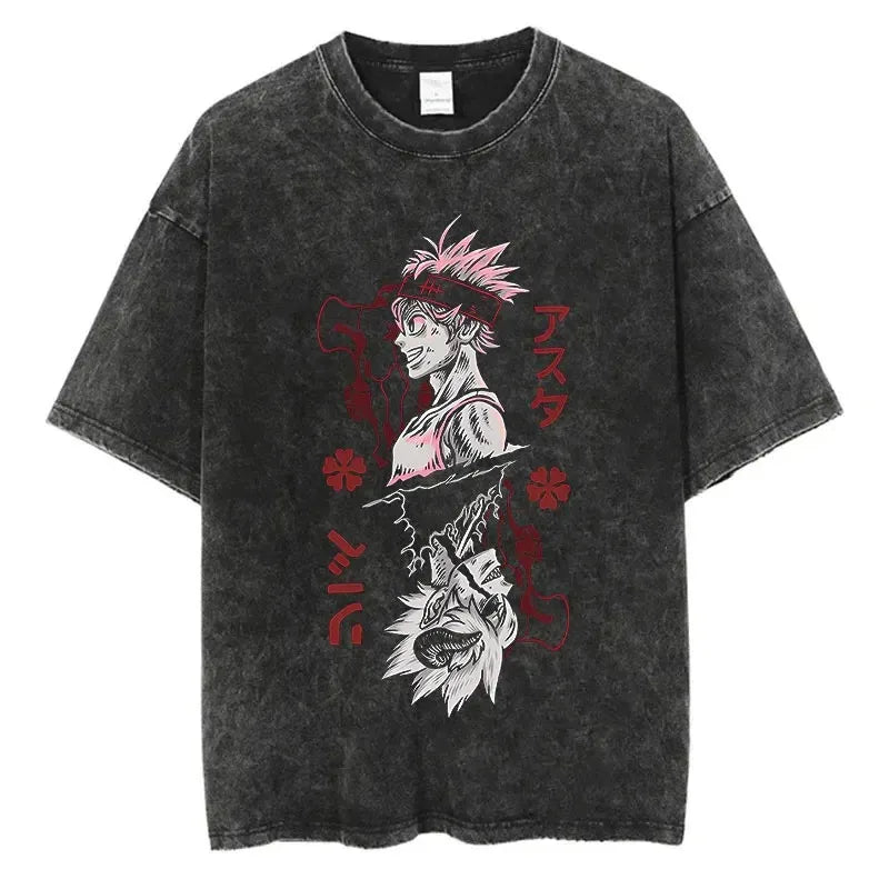 Black Clover Washed T shirt 100% Cotton