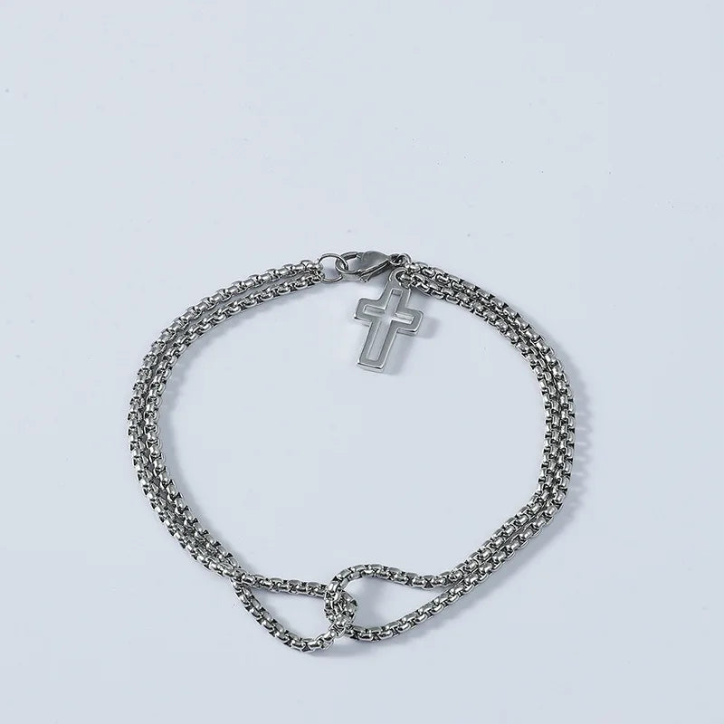 New Titanium Steel Cross Men's Bracelet