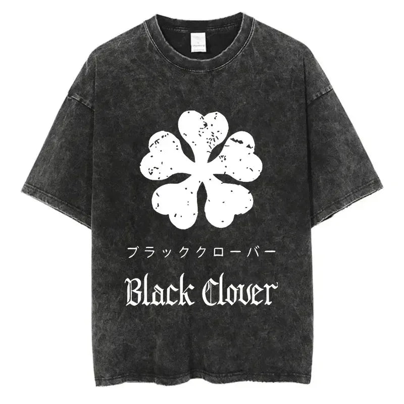 Black Clover Washed T shirt 100% Cotton