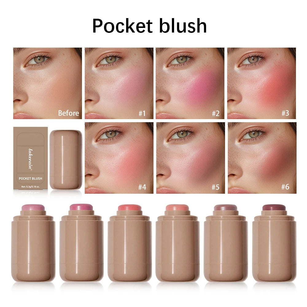 3-in-1Blush Stick Lasting Brightens Facial Cheek Stick Moisturizing Flash Lip Gloss Makeup Lip Gloss Face Rouge