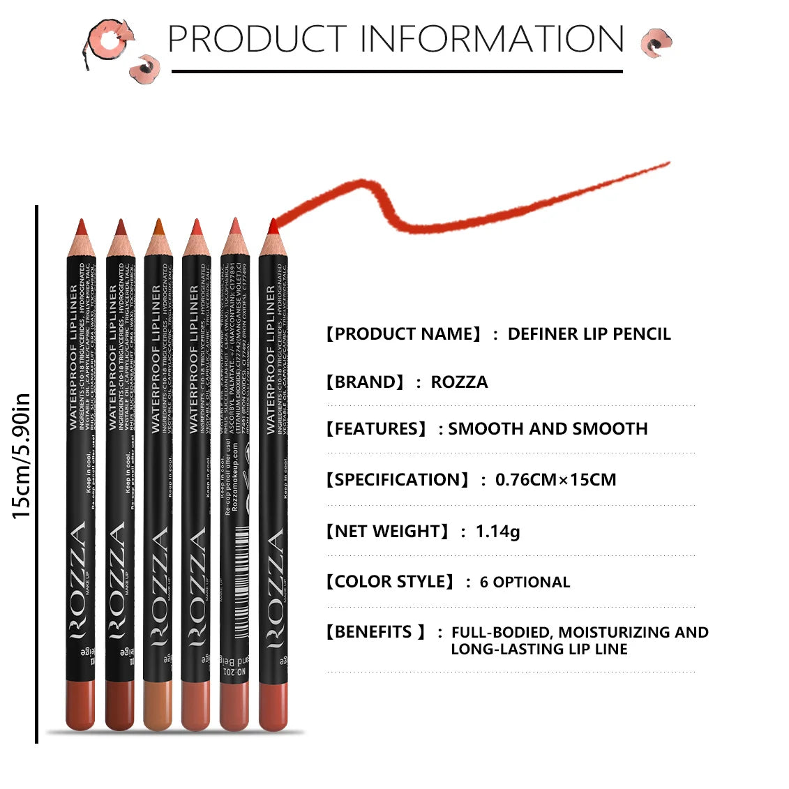 14 Color Nude Matte Lipstick Pencil Long-lasting Waterproof Lip Pencil High Pigmented Lip Liner Lip Makeup