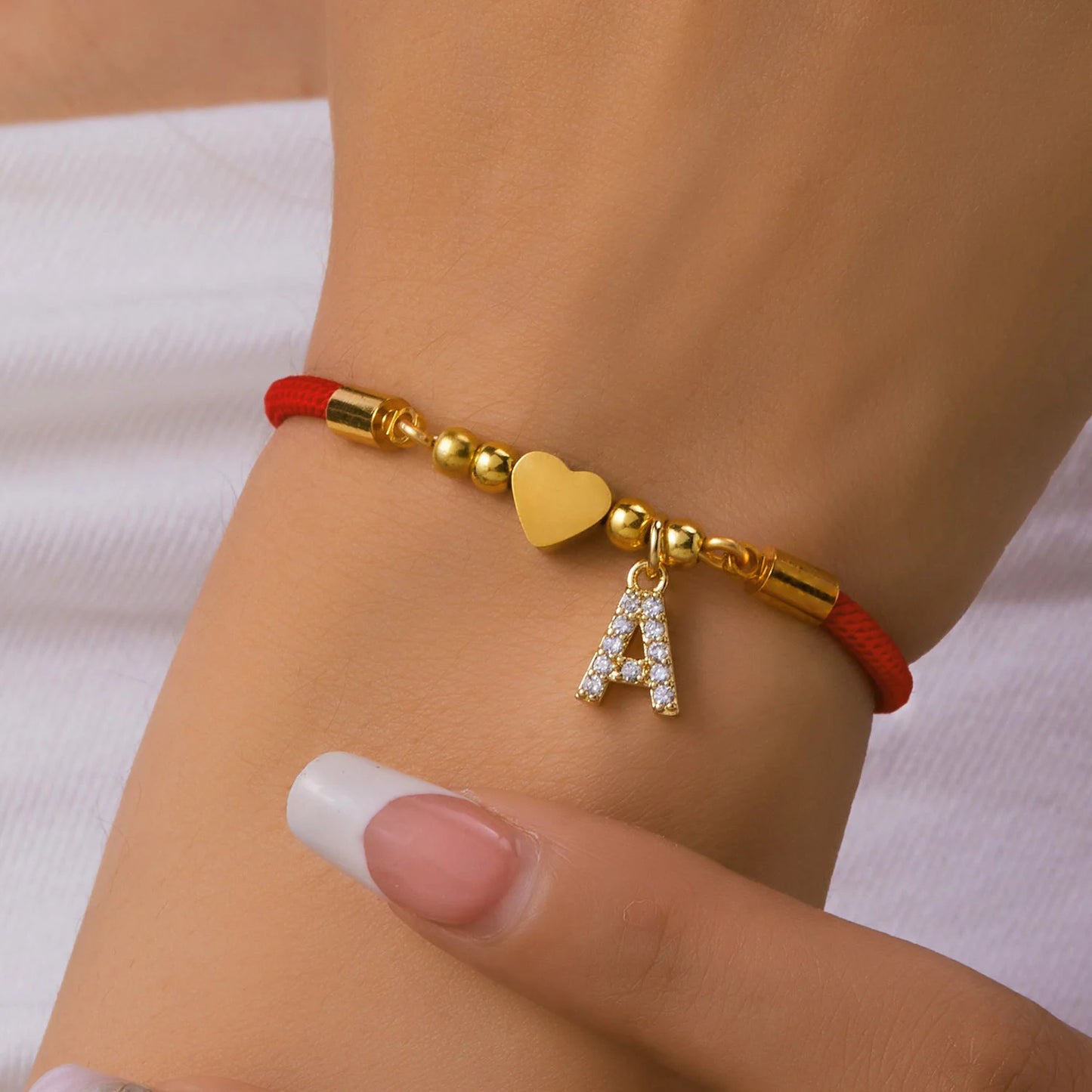 New Stainless Steel Gold Color Heart A-Z Initial Letter Bracelet