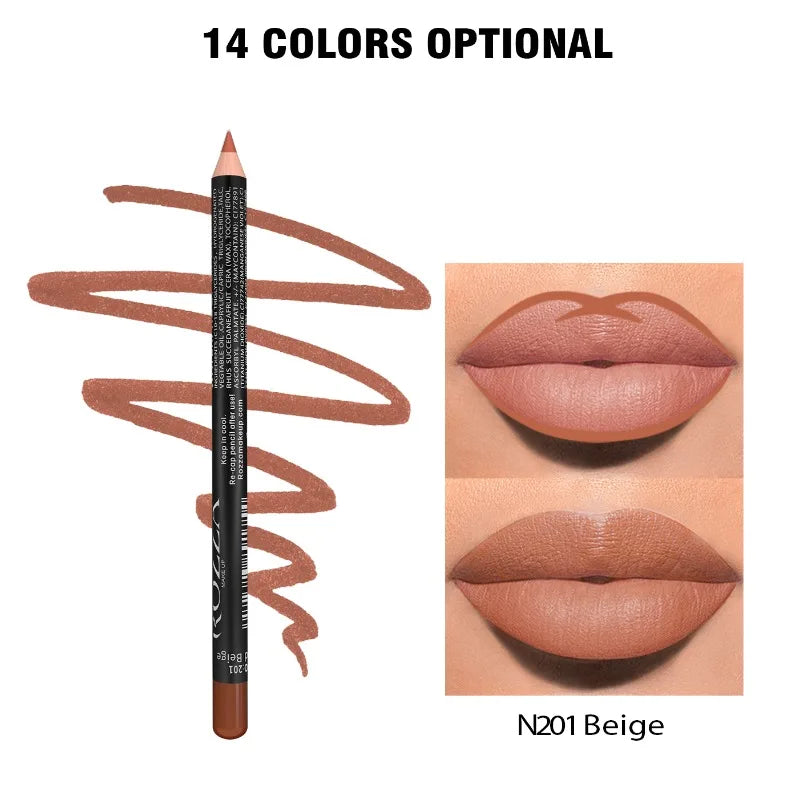 14 Color Nude Matte Lipstick Pencil Long-lasting Waterproof Lip Pencil High Pigmented Lip Liner Lip Makeup