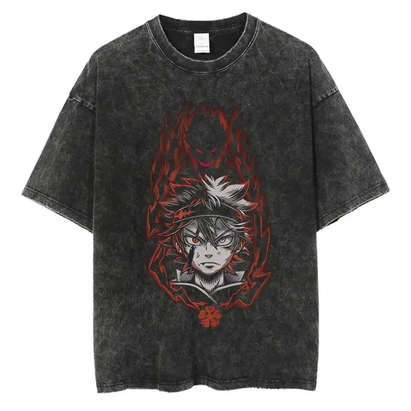 Black Clover Washed T shirt 100% Cotton